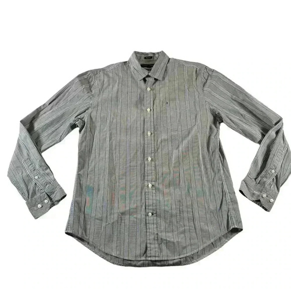 Tommy Hilfiger Shirt Men's M Striped Long Sleeve Button Down 80's 2 Ply Cotton - Picture 1 of 8